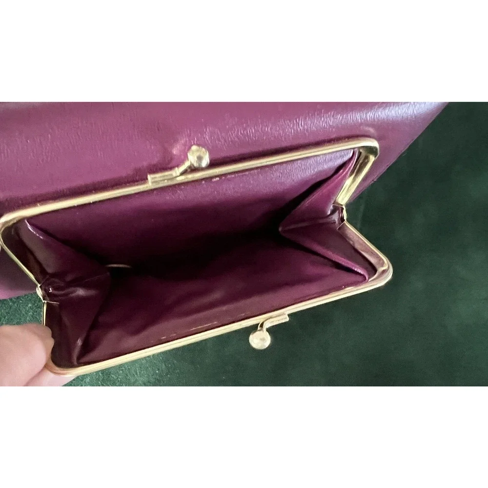 NWOT VTG Buxton Burgundy Leather Long Wallet Clutch Coin Checkbook Organizer